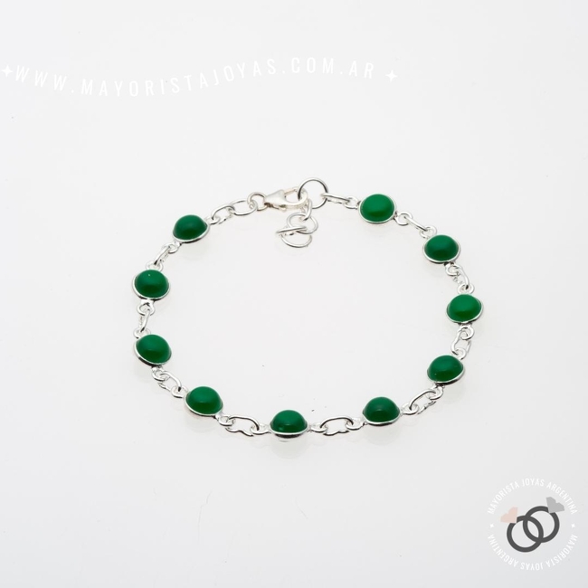 PULSERA PLATA Y PIEDRAS (PBN109A)
