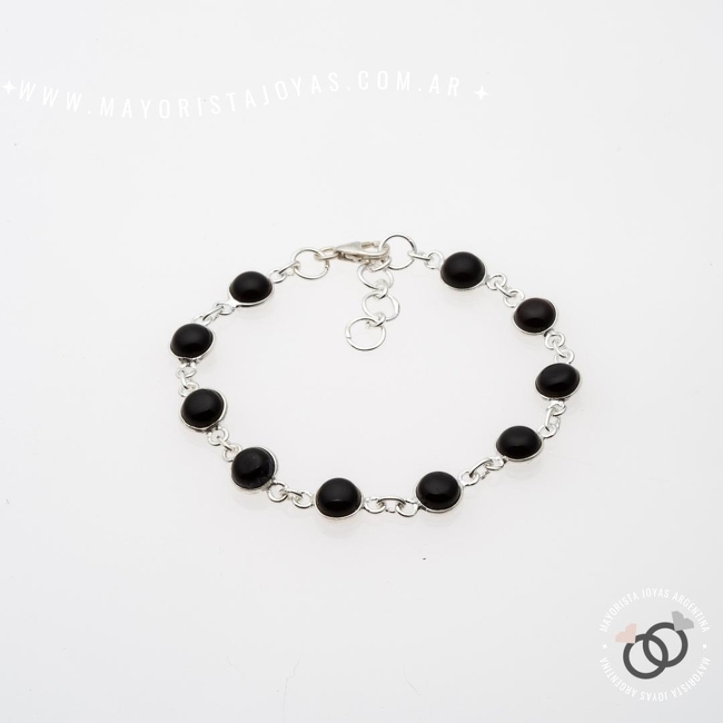 PULSERA PLATA Y PIEDRAS (PBN109O)