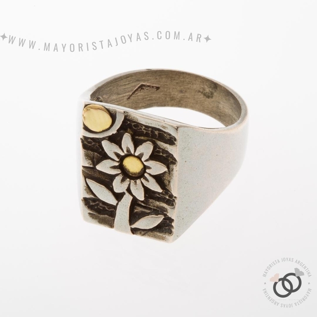 ANILLO PLATA Y ORO (POA522)