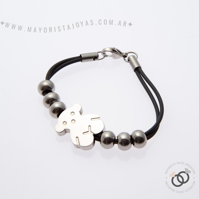 PULSERA ACERO Y CAUCHO (BAC001)