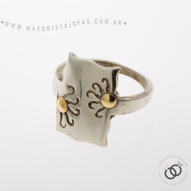 ANILLO PLATA Y ORO (POA519)