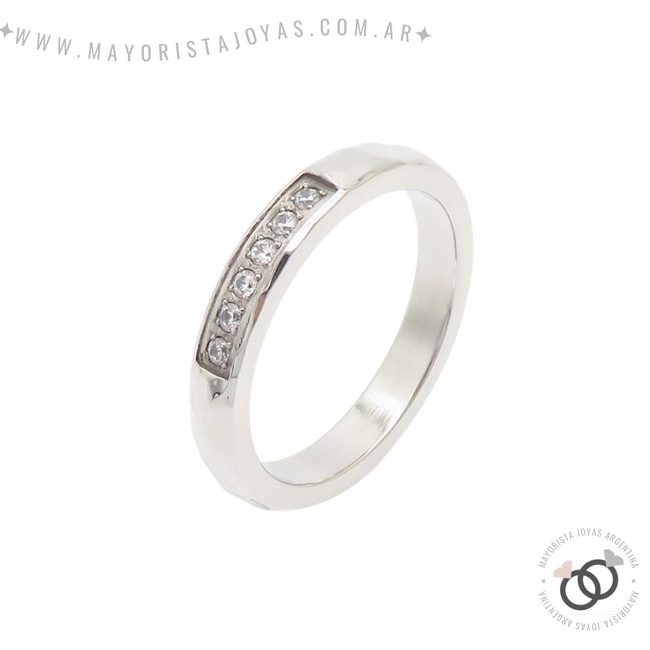 ANILLO ACERO Y CRISTAL (AAC0210)