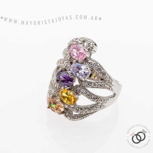 ANILLO  PLATA Y  CRISTAL (PAC0262)