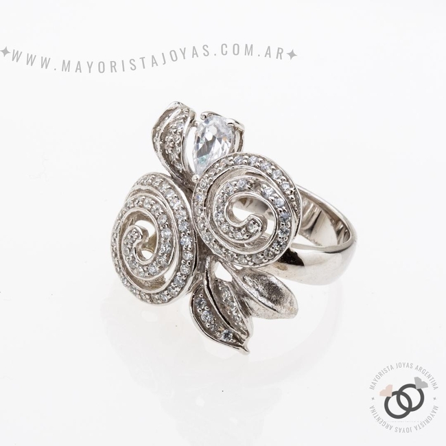 ANILLO  PLATA Y  CRISTAL (PAC256)