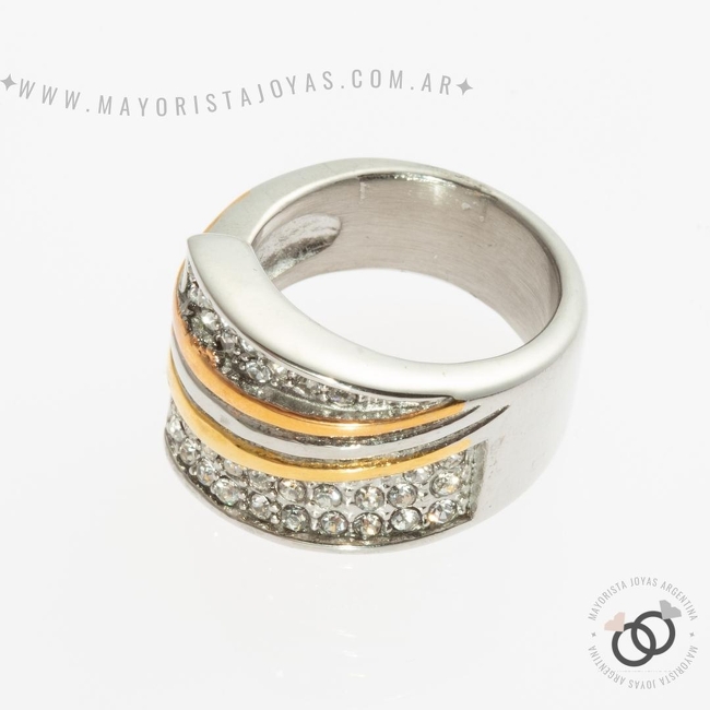 ANILLOS ACERO Y CRISTAL (AAC162)