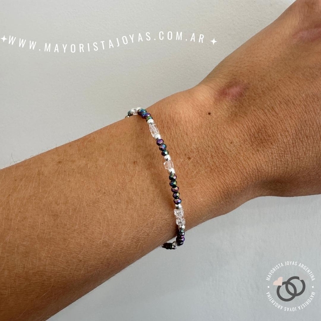 PULSERA PLATA Y CRISTAL (PBC0287)