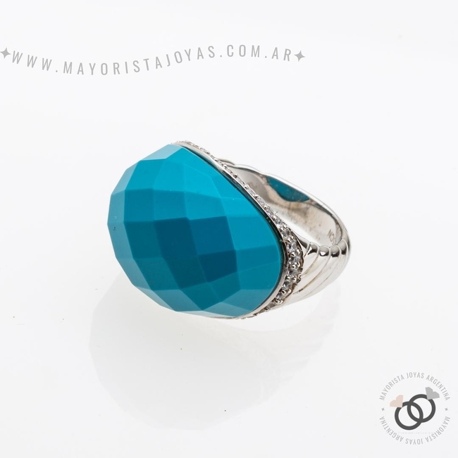 ANILLO  PLATA CON CRISTAL Y PIEDRA (PAC0287T)