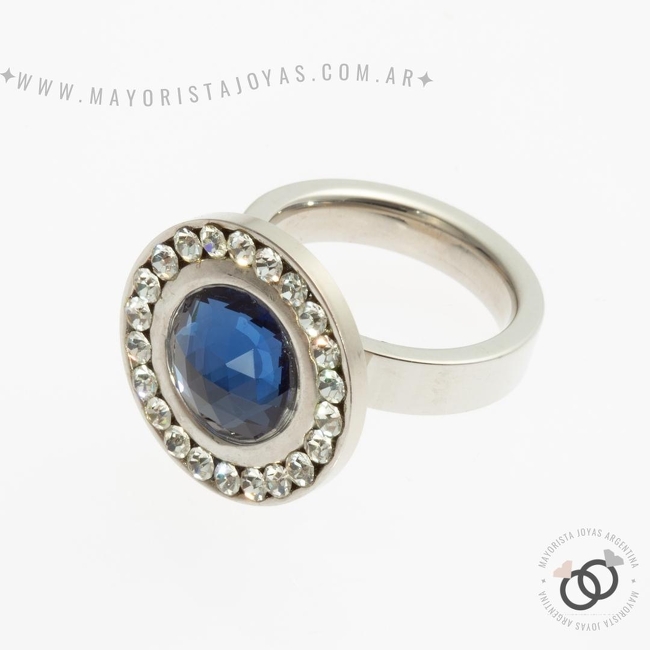ANILLO ACERO Y CRISTAL (AAC208)