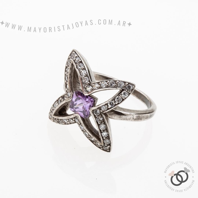 ANILLO  PLATA Y  CRISTAL (PAC257)