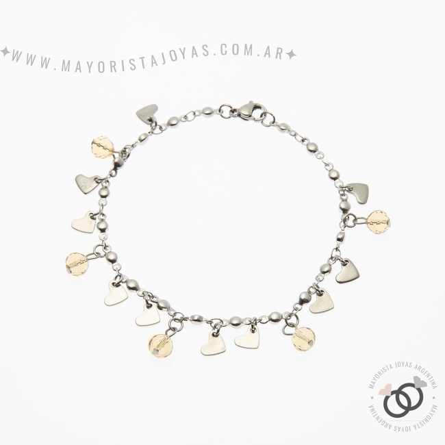 PULSERA DE ACERO Y CRISTAL (BAP086)