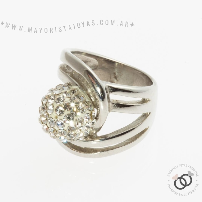 ANILLOS ACERO Y CRISTAL (AAC172)