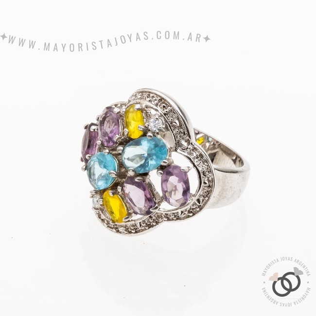 ANILLO  PLATA Y  CRISTAL (PAC265)