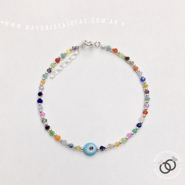 PULSERA PLATA Y CRISTAL (PBC176)
