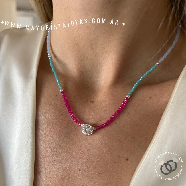 COLLAR PLATA 925 CON CRISTAL (PCK0003)