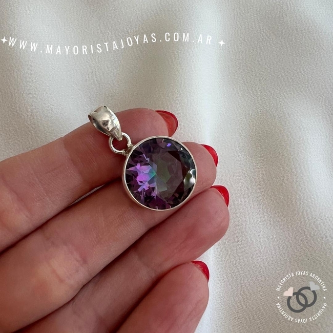 DIJE PLATA Y TOPACIO MÍSTICO (PPD159)