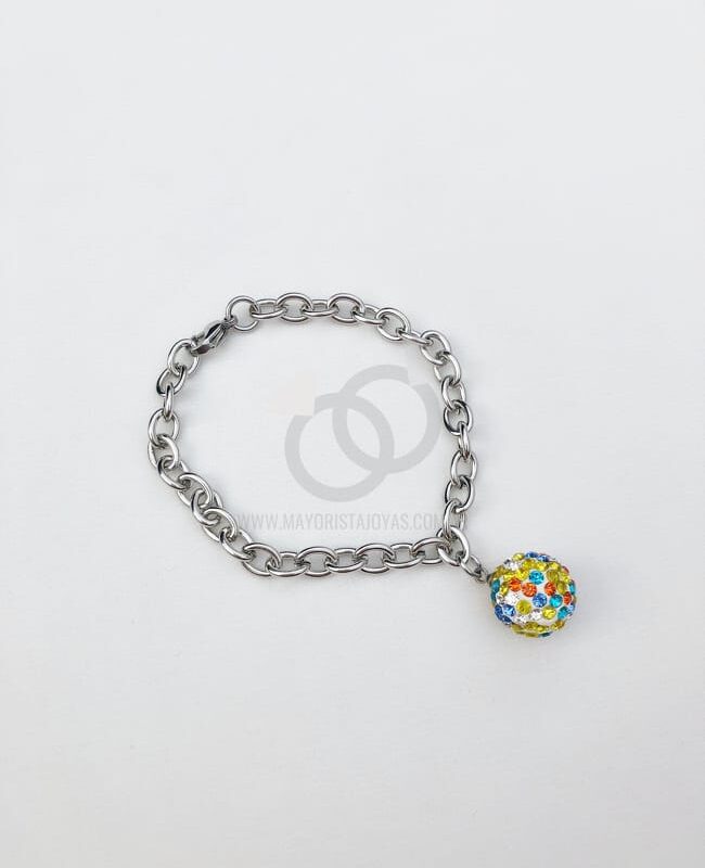 PULSERA ACERO Y CRISTAL (6652)
