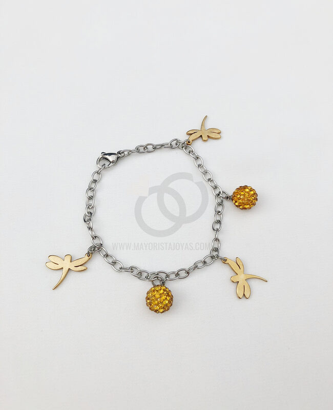 PULSERA ACERO Y CRISTAL (6655)