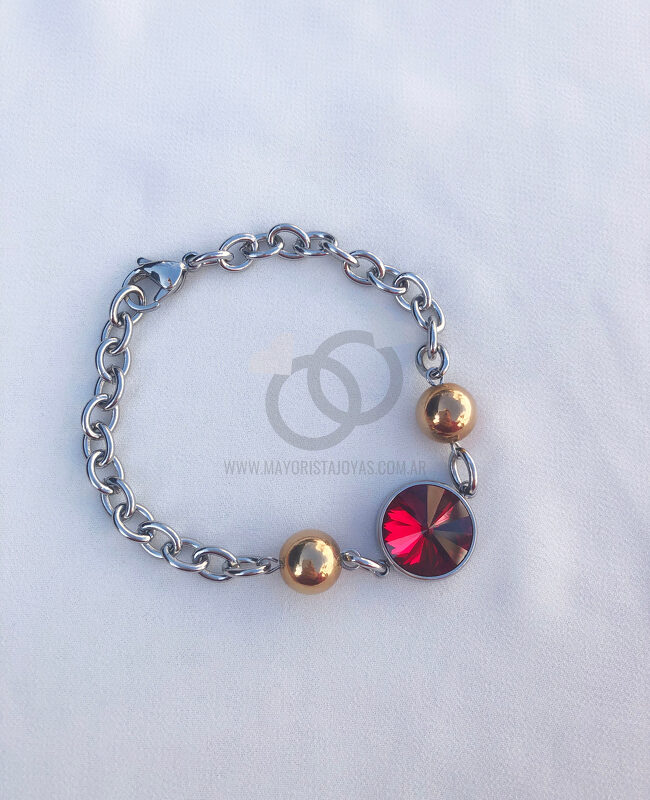 PULSERA ACERO Y CRISTAL (6278)