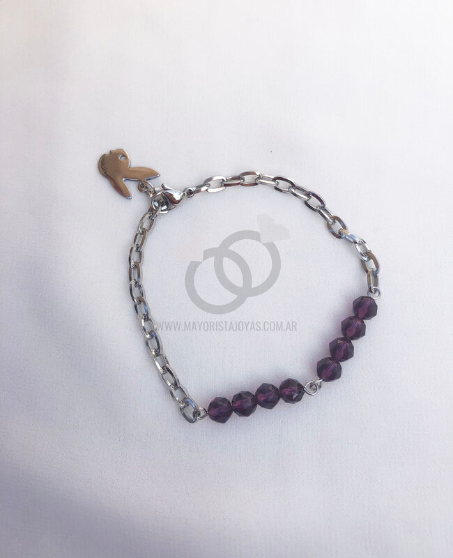PULSERA ACERO Y CRISTAL (6249)