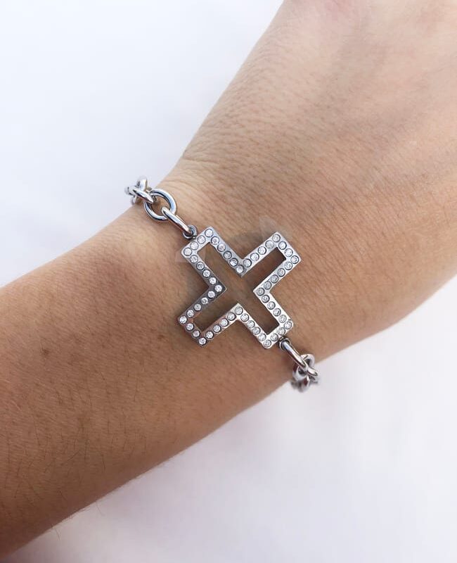 PULSERA ACERO Y CRISTAL (6239)