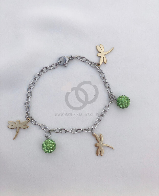 PULSERA ACERO Y CRISTAL (6656)