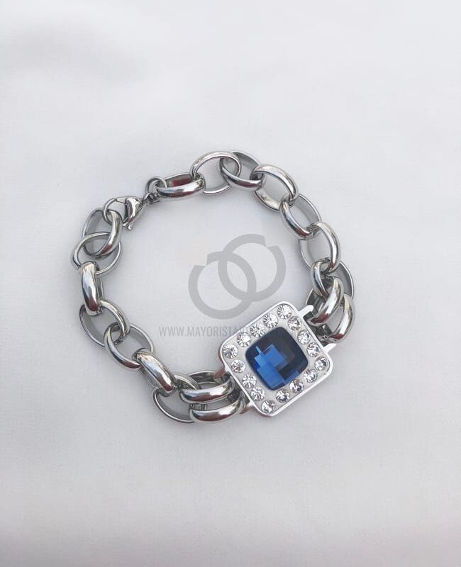 PULSERA ACERO Y CRISTAL (6301)