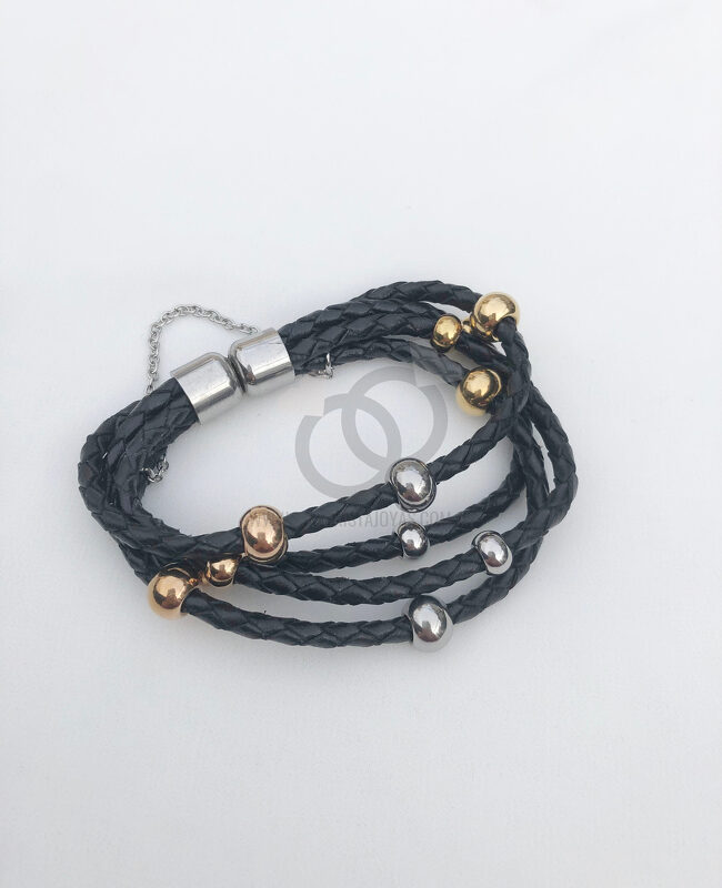 PULSERA ACERO Y CUERO ( 6158)