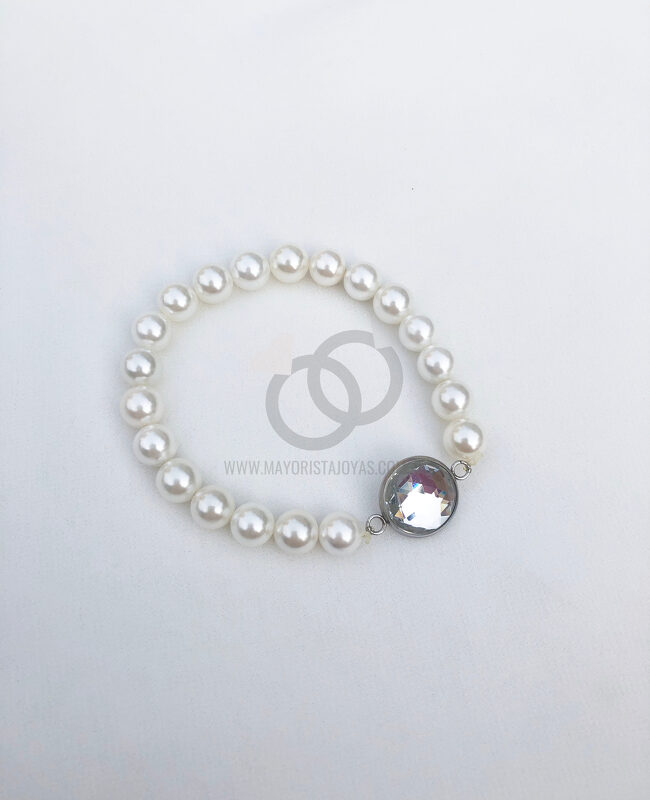 PULSERA ACERO Y PERLAS  ( 6101)