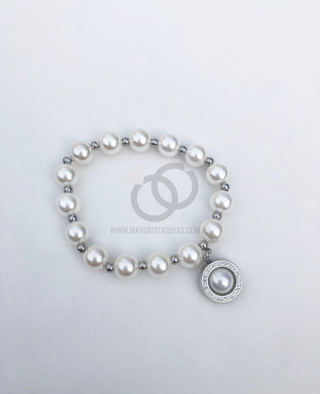 PULSERA ACERO Y PERLAS  ( 6098)
