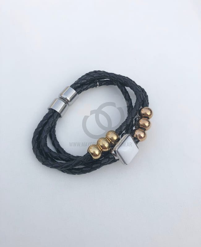 PULSERA ACERO Y CUERO ( 6151)