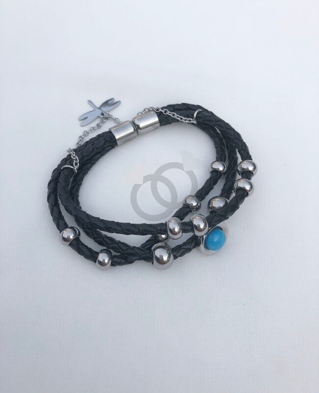 PULSERA ACERO Y CUERO ( 6152)