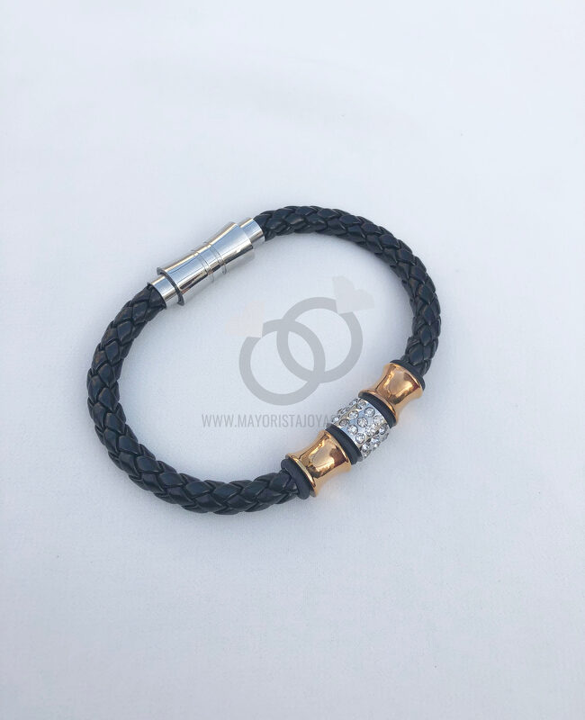 PULSERA ACERO Y CUERO ( 6126)