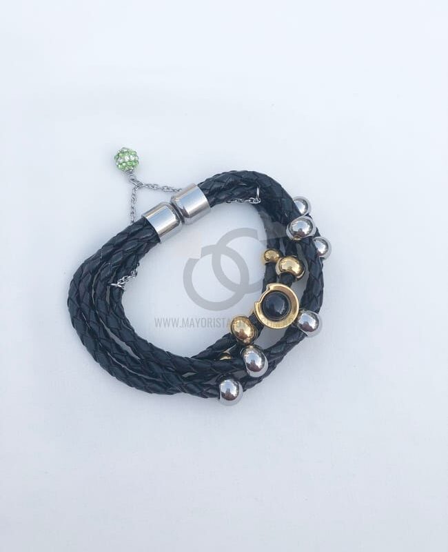 PULSERA ACERO Y CUERO ( 6132)