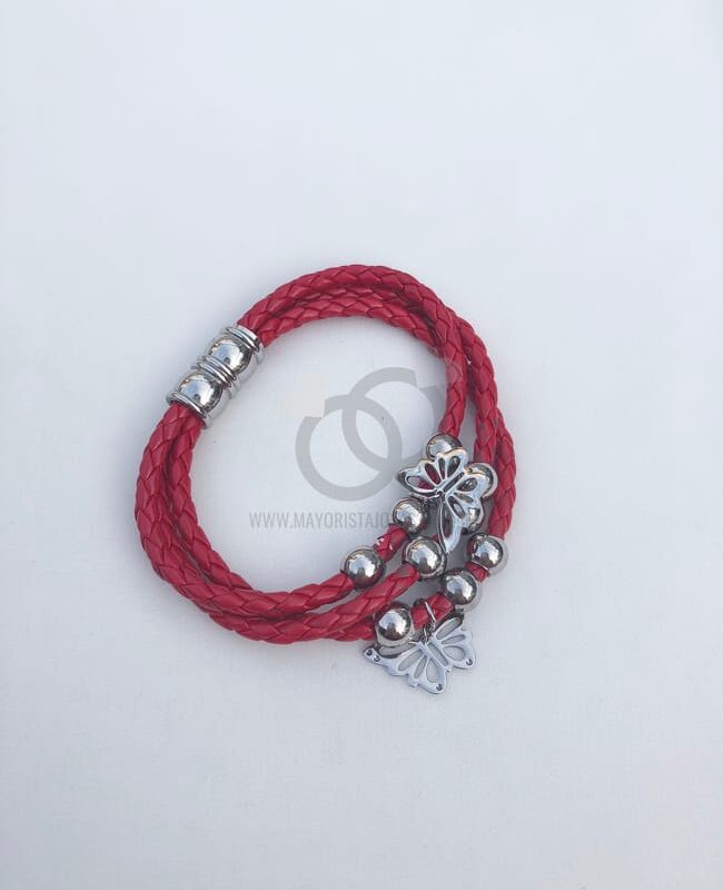 PULSERA ACERO Y CUERO (6148)