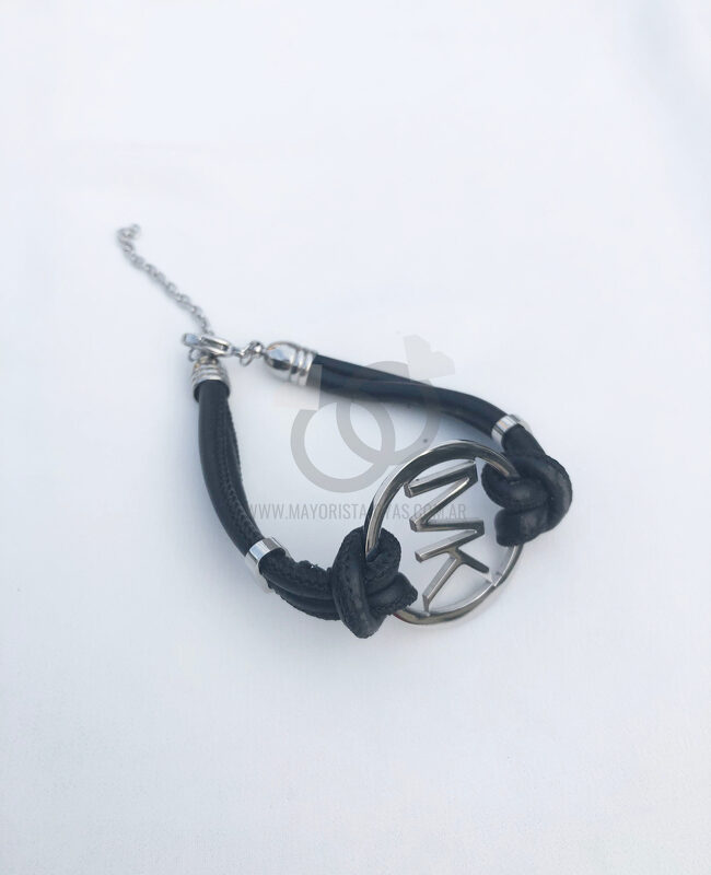 PULSERA ACERO Y CUERO (6141)
