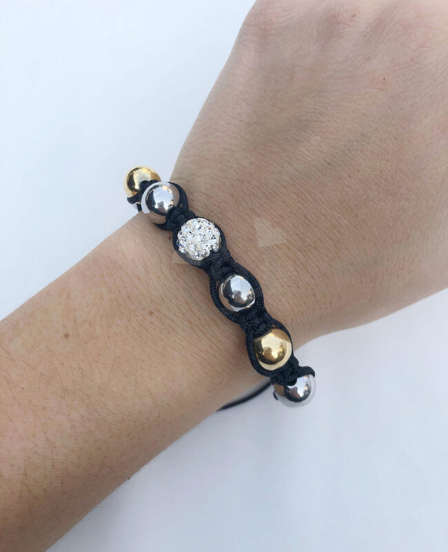 PULSERA ACERO Y CORDON (6590)