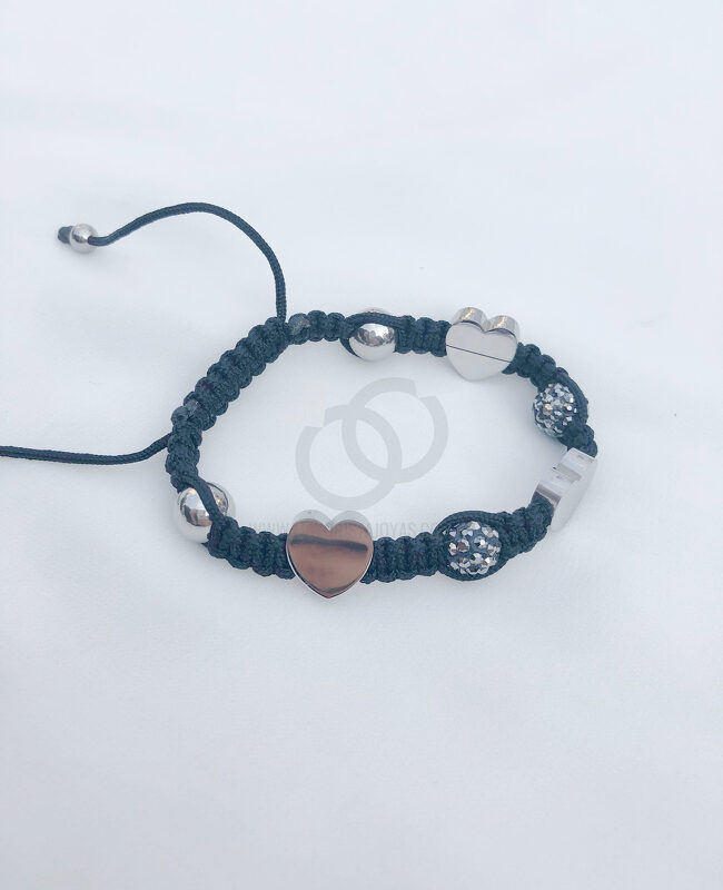 PULSERA ACERO Y CORDON (6584)
