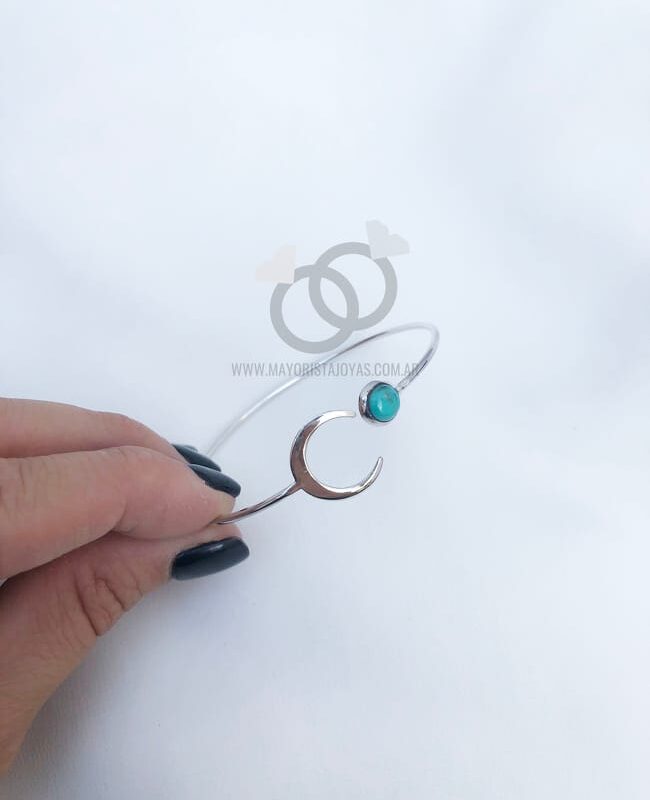 PULSERA LUNA INVERTIDA Y TURQUESA (PBR042T)
