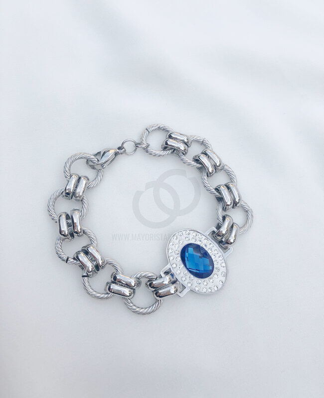 PULSERA ACERO Y CRISTAL (6299)