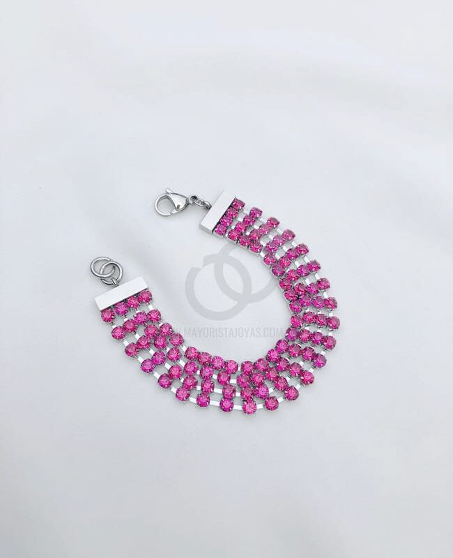 PULSERA ACERO Y CRISTAL (6245)