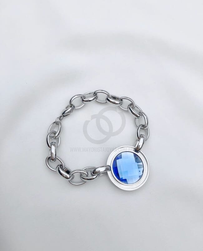 PULSERA ACERO Y CRISTAL (6209)