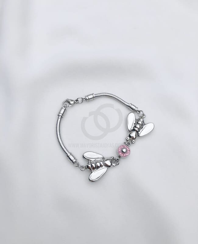 PULSERA ACERO Y CRISTAL (6241)