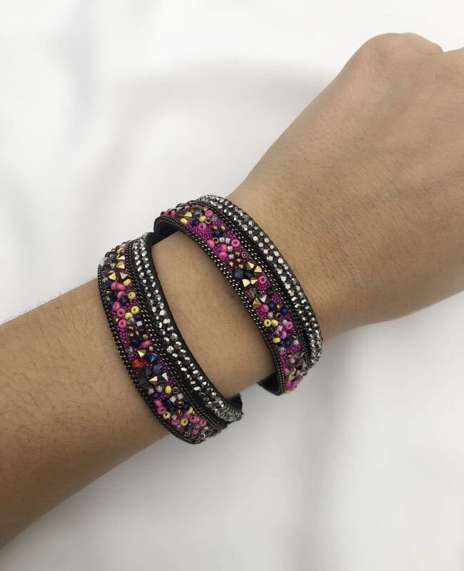 PULSERA ACERO Y MICROCRISTALES (6536)