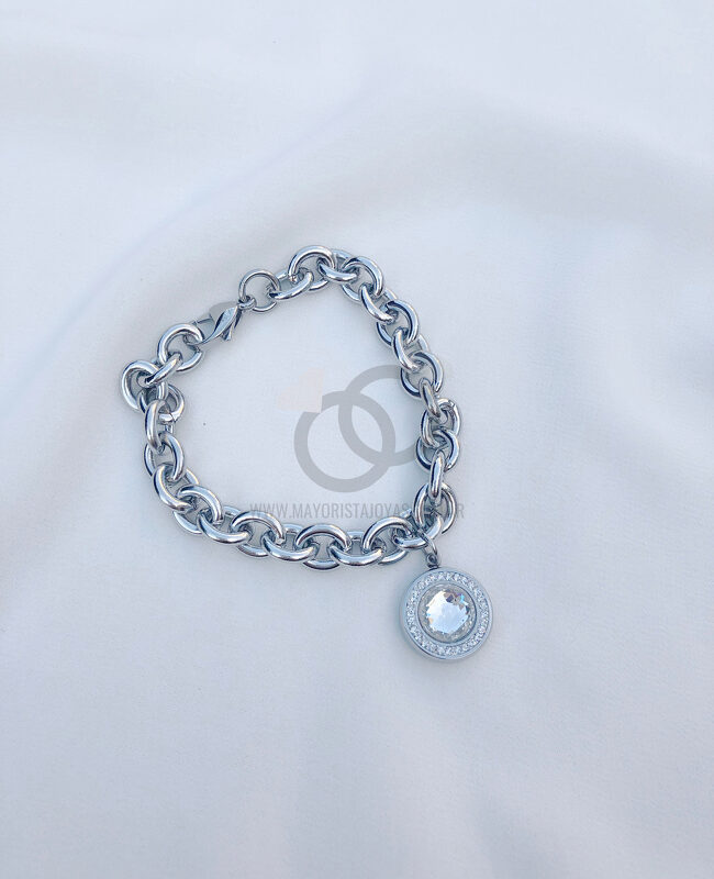 PULSERA DE ACERO Y CRISTAL (6531)