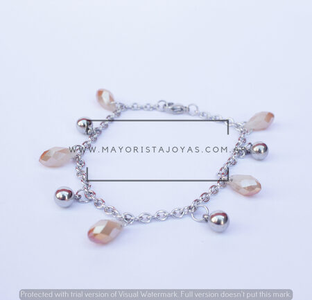 PULSERA ACERO Y CRISTAL (6882)
