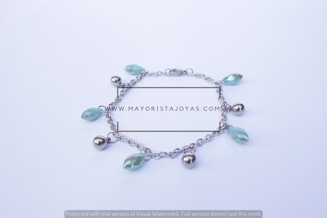 PULSERA ACERO Y CRISTAL (6884)