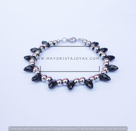 PULSERA ACERO Y CRISTAL (6887)