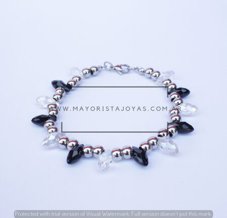 PULSERA ACERO Y CRISTAL (6888)