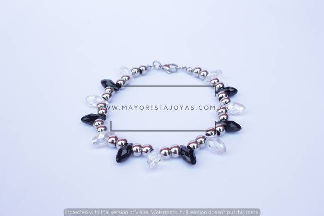 PULSERA ACERO Y CRISTAL (6888)