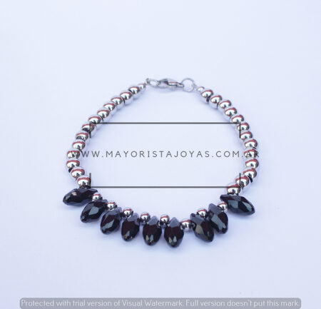 PULSERA ACERO Y CRISTAL  (6889)